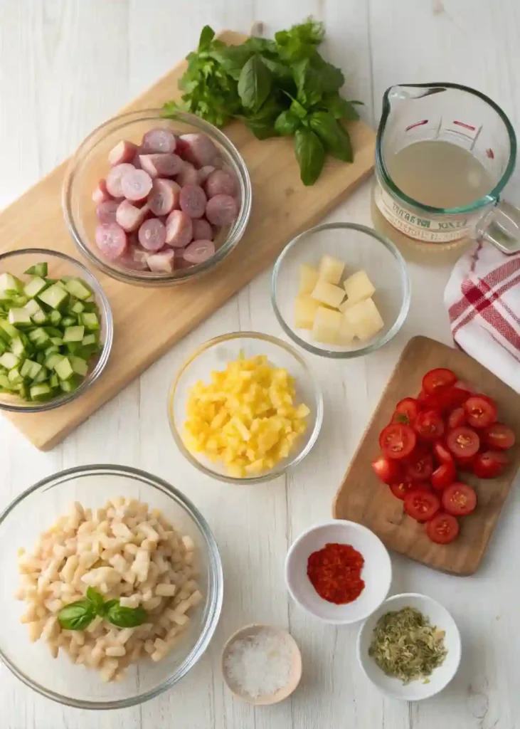 ingredients for chicken sausage zucchini.