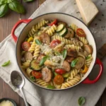 Chicken Sausages with Zucchini, Tomatoes, and Pasta